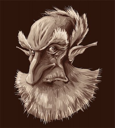 Ancient elf portrait. Vector illustration, isolated object Stock Photo - Budget Royalty-Free & Subscription, Code: 400-04259051