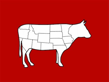 slices of cow body vector on red background Foto de stock - Super Valor sin royalties y Suscripción, Código: 400-04259175