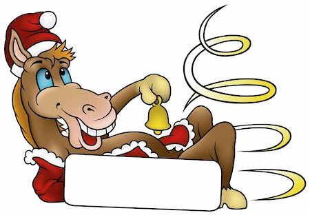 Christmas Horse 2010 - colored cartoon illustration, vector Stock Photo - Budget Royalty-Free & Subscription, Code: 400-04259196