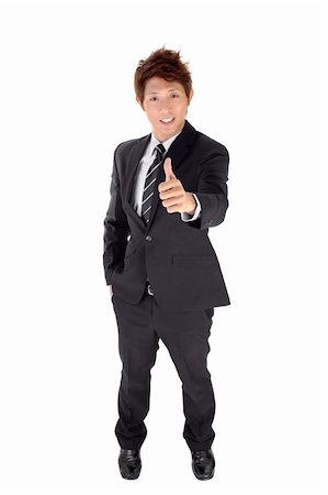 simsearch:400-04963726,k - Young executive give you excellent gesture, full length portrait isolated on white. Stock Photo - Budget Royalty-Free & Subscription, Code: 400-04259220