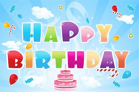 illustration of happy birthday text and birthday elements Stock Photo - Budget Royalty-Free & Subscription, Code: 400-04259524