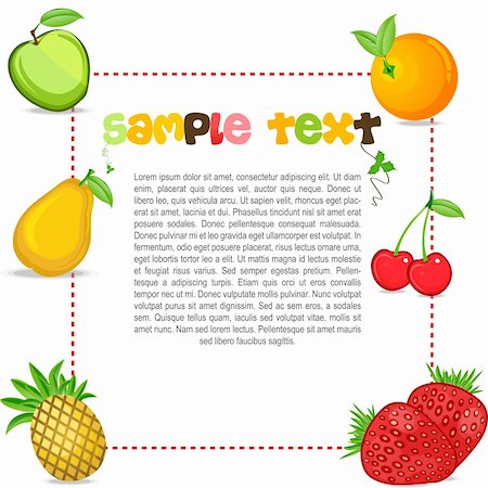 simsearch:400-06921455,k - illustration of text template with fruits Foto de stock - Super Valor sin royalties y Suscripción, Código: 400-04259525