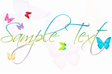 simsearch:400-07486829,k - illustration of sample text with butterflies on an isolated background Foto de stock - Super Valor sin royalties y Suscripción, Código: 400-04259527