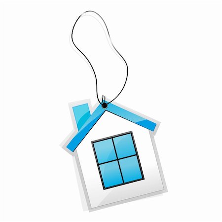 illustration of tag in shape of house tied with thread Stock Photo - Budget Royalty-Free & Subscription, Code: 400-04259548