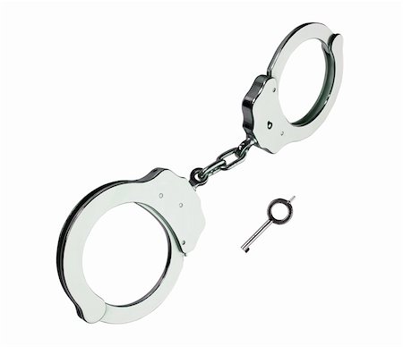 handcuffs with key isolated on white background Stock Photo - Budget Royalty-Free & Subscription, Code: 400-04259673