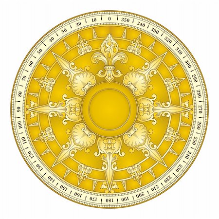 simsearch:400-04277107,k - Retro gold compass vector Photographie de stock - Aubaine LD & Abonnement, Code: 400-04259727