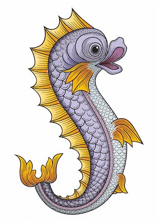 symmetrical animals - Heraldic fish vector Stock Photo - Budget Royalty-Free & Subscription, Code: 400-04259746