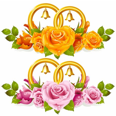 flower border design of rose - Wedding rings and bunch of roses Stock Photo - Budget Royalty-Free & Subscription, Code: 400-04259757