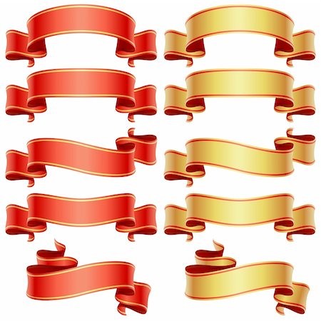 scrolled up paper - Red and golden banners set Stock Photo - Budget Royalty-Free & Subscription, Code: 400-04259760