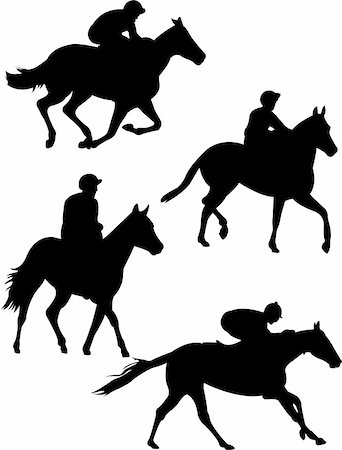 paunovic (artist) - collection of jockeys silhouette - vector Stockbilder - Microstock & Abonnement, Bildnummer: 400-04259773