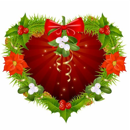 Christmas wreath in the shape of heart Stock Photo - Budget Royalty-Free & Subscription, Code: 400-04259906
