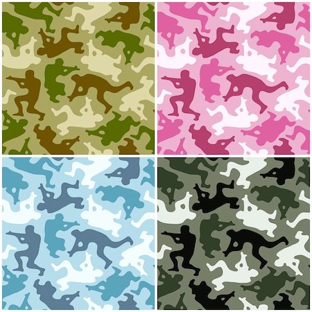 Camouflage set. Spots in the shape of men with weapons Stock Photo - Budget Royalty-Free & Subscription, Code: 400-04259946