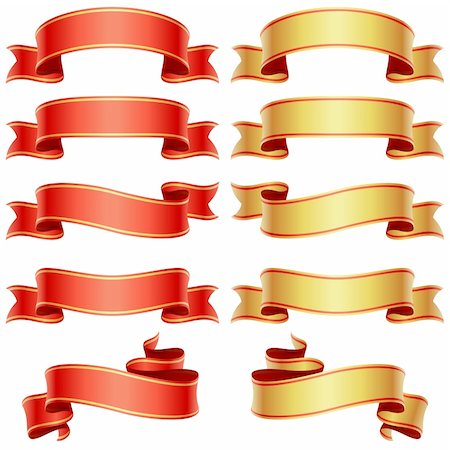 scrolled up paper - Red and golden banners set Stock Photo - Budget Royalty-Free & Subscription, Code: 400-04259948