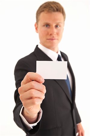 Portrait of businessman with a business card Stock Photo - Budget Royalty-Free & Subscription, Code: 400-04264134