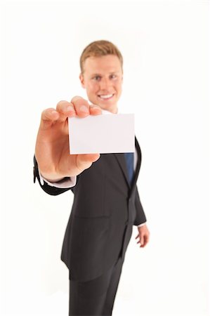 Portrait of businessman with a business card Stock Photo - Budget Royalty-Free & Subscription, Code: 400-04264132