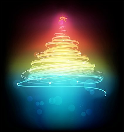 simsearch:400-05881845,k - Vector illustration of Abstract  Christmas tree on the black background. Foto de stock - Super Valor sin royalties y Suscripción, Código: 400-04264240