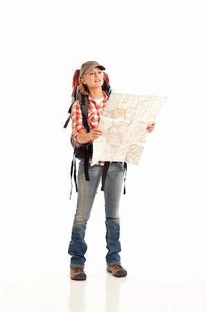 Hiker with map Stock Photo - Budget Royalty-Free & Subscription, Code: 400-04264462