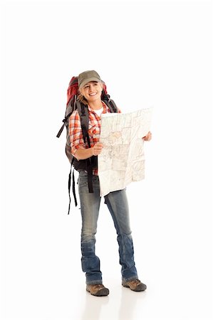 Hiker with map Stock Photo - Budget Royalty-Free & Subscription, Code: 400-04264463