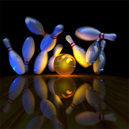 simsearch:400-05163136,k - Glowing ball does strike! Physically correct simulation of swirling strike in bowling with the real 3D motion blur on. Night lighting effect Stockbilder - Microstock & Abonnement, Bildnummer: 400-04264596