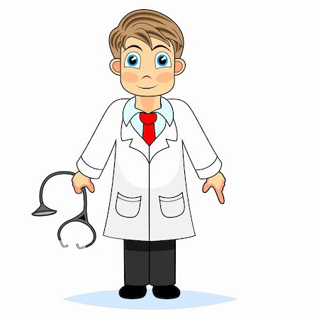 vector illustration of a cute boy doctor. No gradient Stock Photo - Budget Royalty-Free & Subscription, Code: 400-04264869
