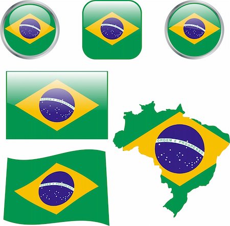 Brazil buttons - vector Fotografie stock - Microstock e Abbonamento, Codice: 400-04265032