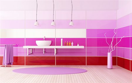 simsearch:400-04159088,k - red  purple and pink contemporary bathroom Stock Photo - Budget Royalty-Free & Subscription, Code: 400-04265041