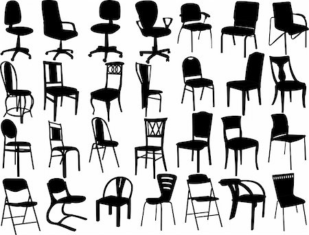 big collection of chairs silhouette - vector Stock Photo - Budget Royalty-Free & Subscription, Code: 400-04265052