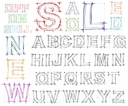 simsearch:400-04258698,k - Sketch design hand drawn alphabet. Vector illustration Stock Photo - Budget Royalty-Free & Subscription, Code: 400-04265082