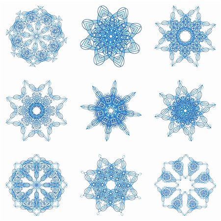 pictures of beautiful flowers in snow - Abstract Christmas snowflake consisting of set of elements Stock Photo - Budget Royalty-Free & Subscription, Code: 400-04265441