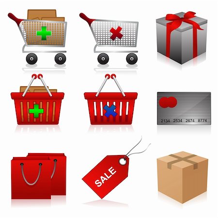 illustration of set of shopping icons on isolated background Stock Photo - Budget Royalty-Free & Subscription, Code: 400-04265550