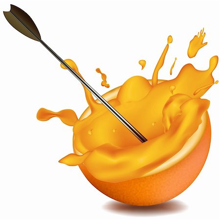 simsearch:400-04665350,k - illustration of arrow hitting orange and juice splashing out of it Stockbilder - Microstock & Abonnement, Bildnummer: 400-04265568