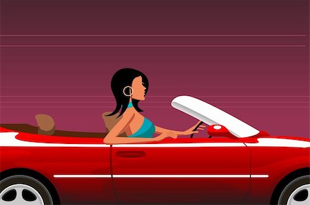 simsearch:400-05915243,k - illustration of urban woman driving car Foto de stock - Super Valor sin royalties y Suscripción, Código: 400-04265585