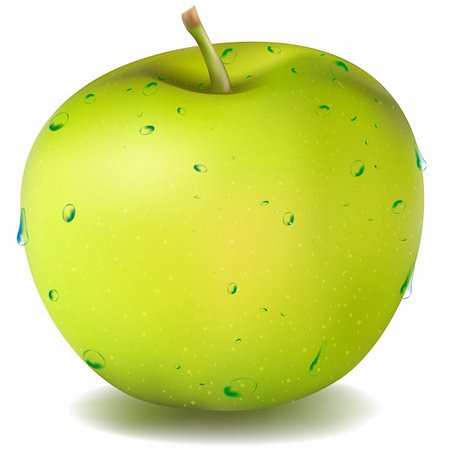 simsearch:400-04744945,k - illustration of fresh green apple on isolated background Foto de stock - Super Valor sin royalties y Suscripción, Código: 400-04265600