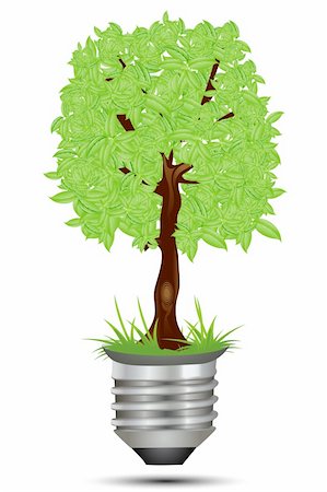 simsearch:400-07464142,k - illustration of tree on bulb holder on isolated background Foto de stock - Super Valor sin royalties y Suscripción, Código: 400-04265601