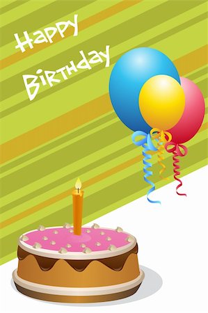 simsearch:400-09092400,k - illustration of birthday card with cake & balloons Stock Photo - Budget Royalty-Free & Subscription, Code: 400-04265658