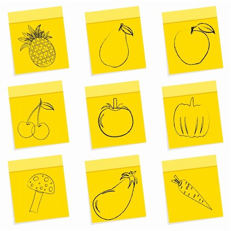simsearch:400-06921455,k - illustration of fruit & vegetables sketch on chit sticker Foto de stock - Super Valor sin royalties y Suscripción, Código: 400-04265689