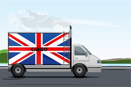 illustration of illustration of england lorry on road Stock Photo - Budget Royalty-Free & Subscription, Code: 400-04265713