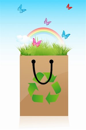 illustration of colorful recycle bag Foto de stock - Super Valor sin royalties y Suscripción, Código: 400-04265759