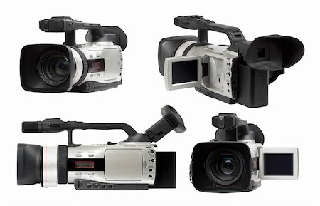 simsearch:400-05058078,k - Semi professional video camcorders isolated over white background set Foto de stock - Super Valor sin royalties y Suscripción, Código: 400-04265839