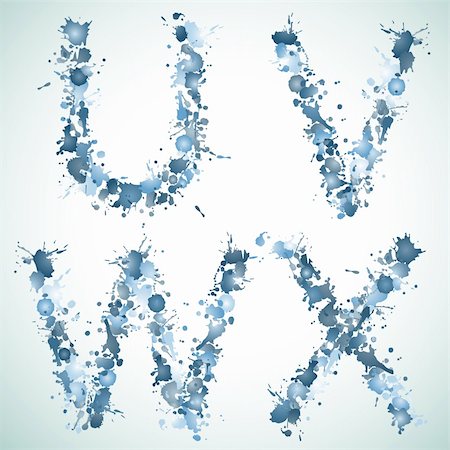 alphabet water drop UVWX, this  illustration may be useful  as designer work Stock Photo - Budget Royalty-Free & Subscription, Code: 400-04265908