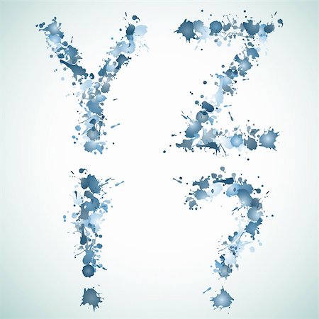 alphabet water drop YZ!?, this  illustration may be useful  as designer work Stock Photo - Budget Royalty-Free & Subscription, Code: 400-04265909