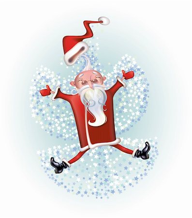 Santa is making a snow angel for fun. Vector  illustration. Foto de stock - Super Valor sin royalties y Suscripción, Código: 400-04265991