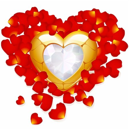 simsearch:400-04299195,k - Greeting card with golden heart and petal of rose Stock Photo - Budget Royalty-Free & Subscription, Code: 400-04266030