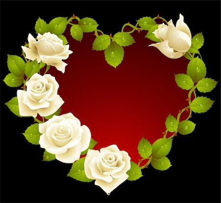 Framework from white roses in the shape of heart Photographie de stock - Aubaine LD & Abonnement, Code: 400-04266031