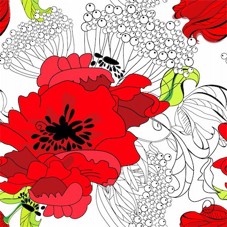 simsearch:400-05879917,k - Floral seamless wallpaper Foto de stock - Super Valor sin royalties y Suscripción, Código: 400-04266055