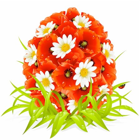 simsearch:400-06073581,k - Vector spring flowers in the shape of Easter egg Foto de stock - Royalty-Free Super Valor e Assinatura, Número: 400-04266115