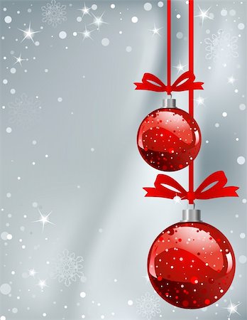 Vector Christmas Background with balls and snowflakes Fotografie stock - Microstock e Abbonamento, Codice: 400-04266287