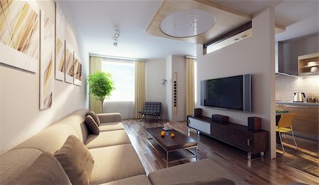 modern interior 3d render Stock Photo - Budget Royalty-Free & Subscription, Code: 400-04266357