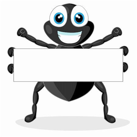 vector illustration of a cute little spider with blank sign. No gradient. Photographie de stock - Aubaine LD & Abonnement, Code: 400-04266464