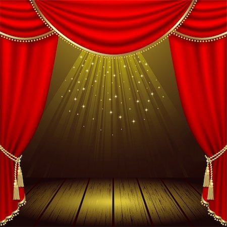 Theater stage  with red curtain. Clipping Mask Stock Photo - Budget Royalty-Free & Subscription, Code: 400-04266538